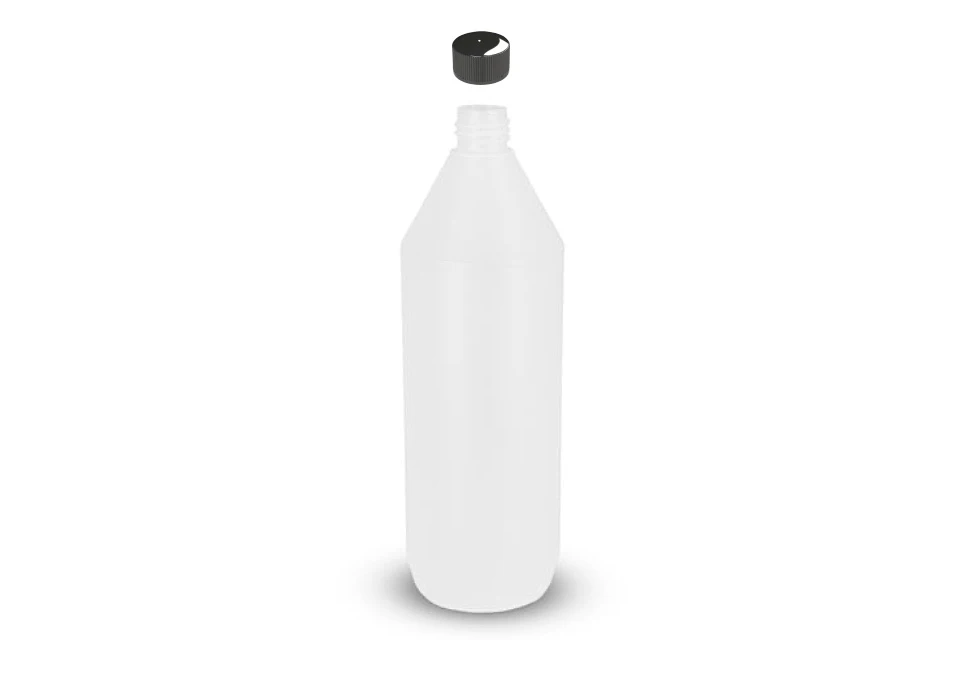 Plastflaska Naturell 1L med 28mm Svart kapsyl